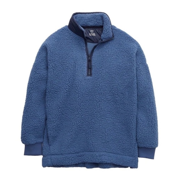Aerie Womens Oversized Sherpa Pullover Jacket Small Blue - Picture 5 of 11